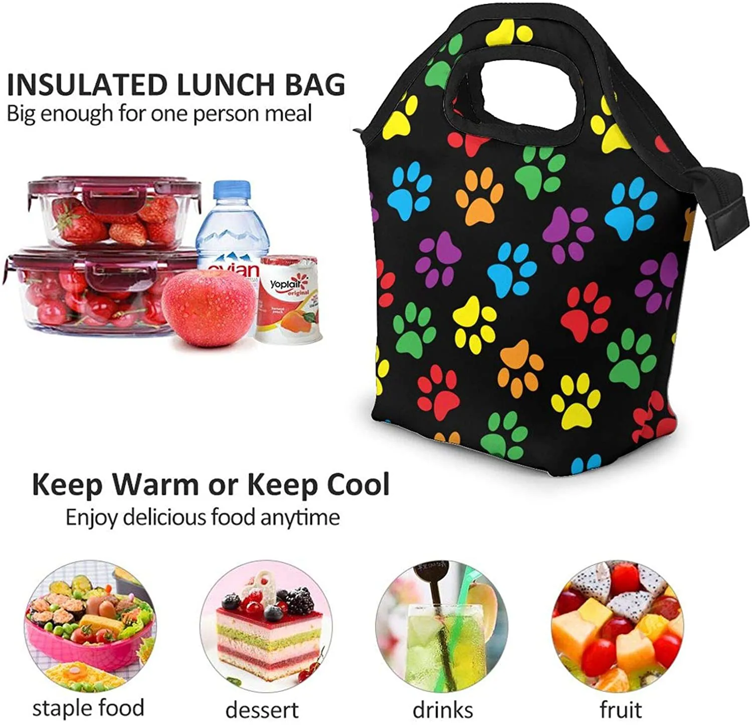 Dinosaur Lunch Bag Women Insulated Cooler lunch Box Tote Bag for Men Reuseable Work Picnic School Office Leakproof Travel Container Double Deck