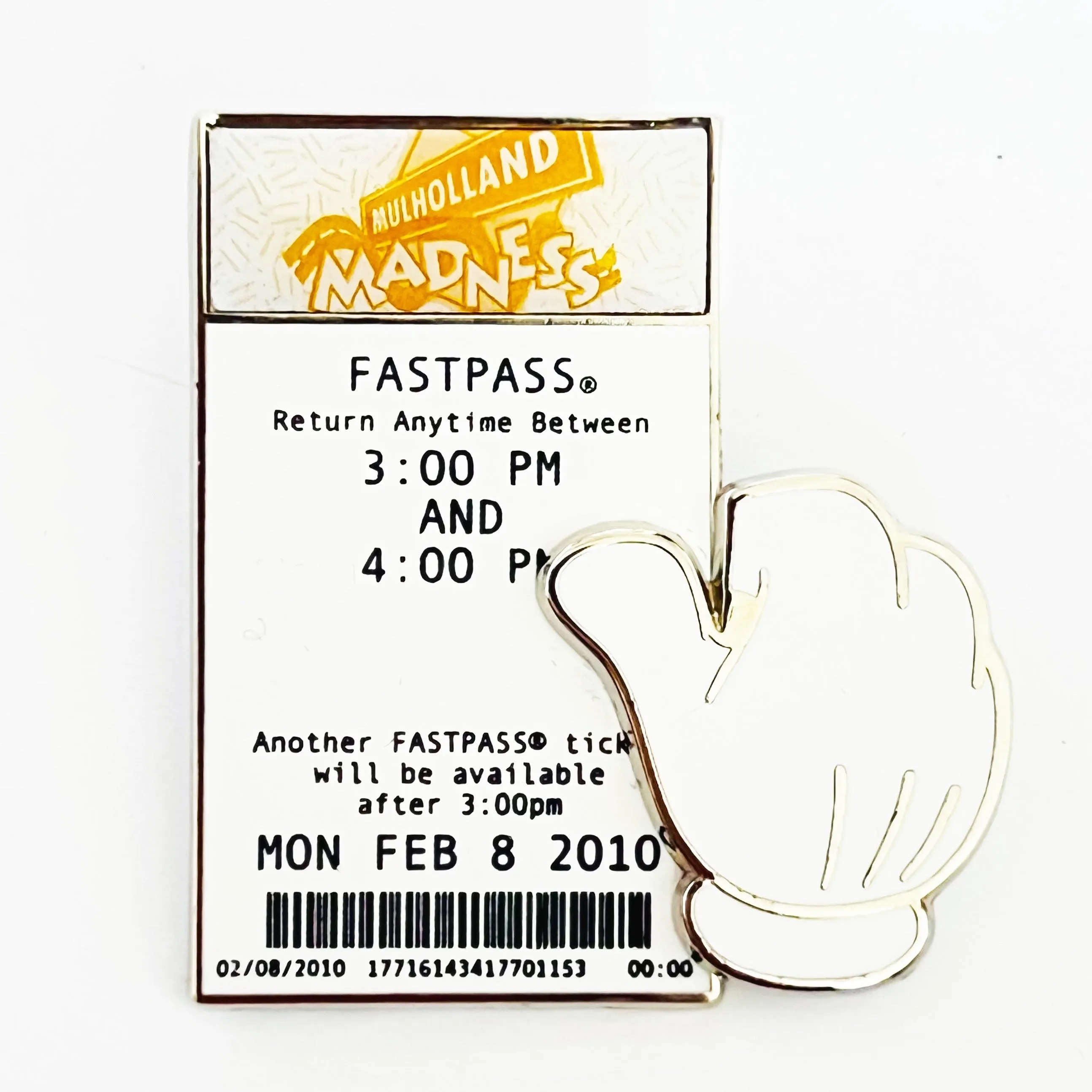 Disney DLR DCA White Glove Fast Pass Mulholland Madness LE 750 Pin