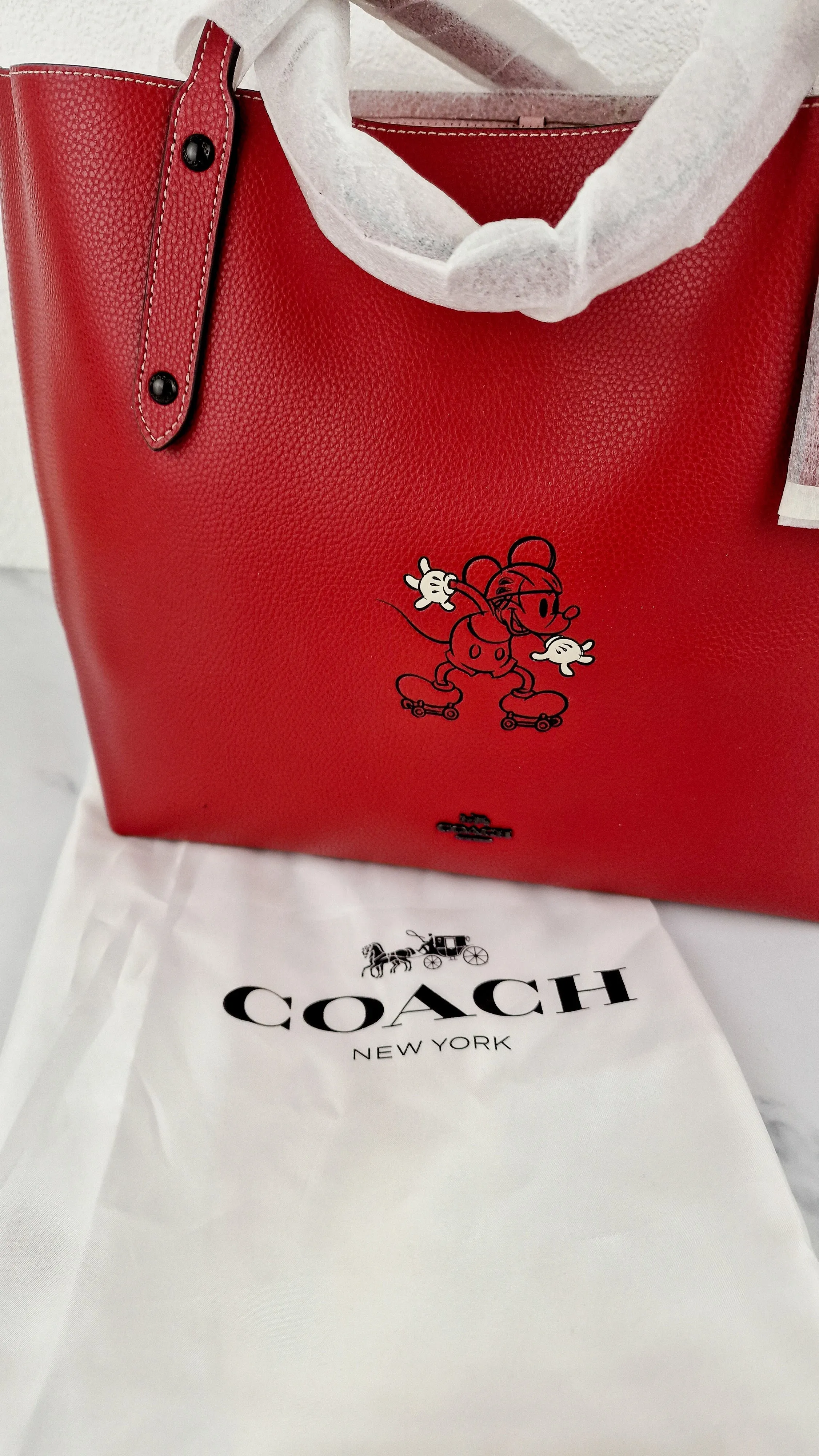 Disney x Coach Red Tote Bag with Mickey Mouse on Roller Skates LIMITED EDITION - Coach 69181