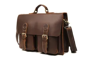 Distressed Brown Laptop Shoulder Bag Briefcase