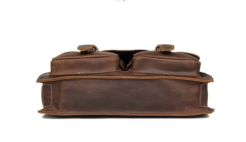 Distressed Brown Laptop Shoulder Bag Briefcase