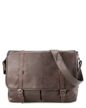 Distressed Leather Nomad Messenger Bag - Dark Brown