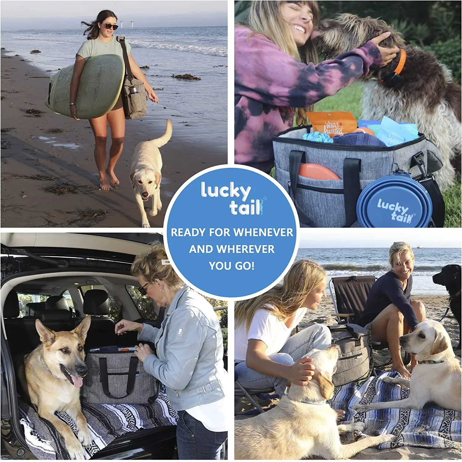 Dog travel bag for supplies from Lucky Tail. Includes Pet Travel Bag Organizer