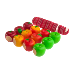 Educational Apples Counting set (Set of 12 - 4 different colors with a linen storage bag)