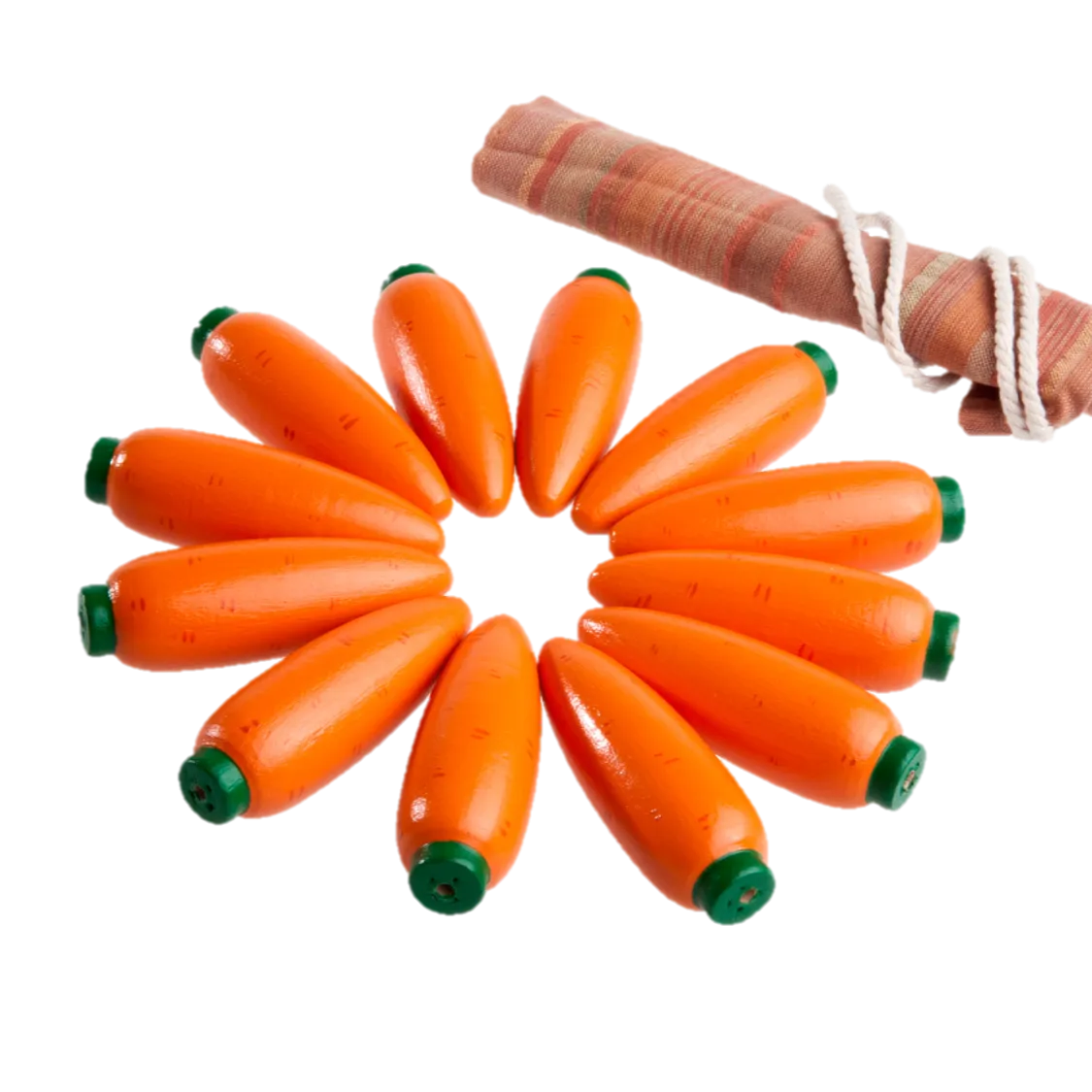 Educational Carrots Counters Play set of 12 in linen bag