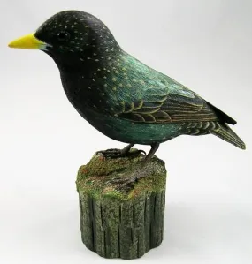 European Starling - Hand Carved Wooden Bird