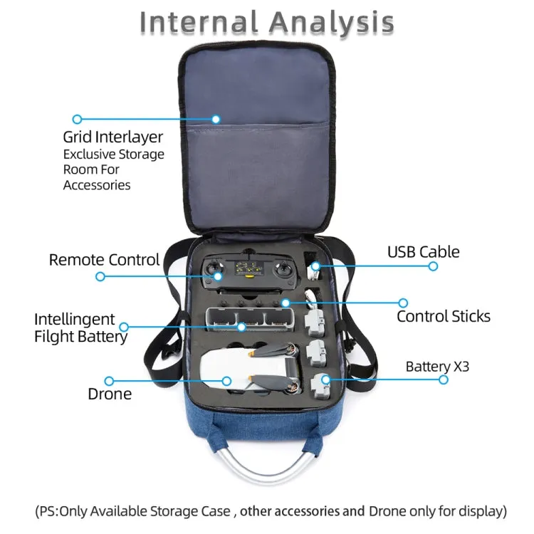 For DJI Mini SE Shockproof Single Shoulder Storage Carrying Case Box Bag, Size: 31 x 23 x 10cm(Blue   Black Liner)