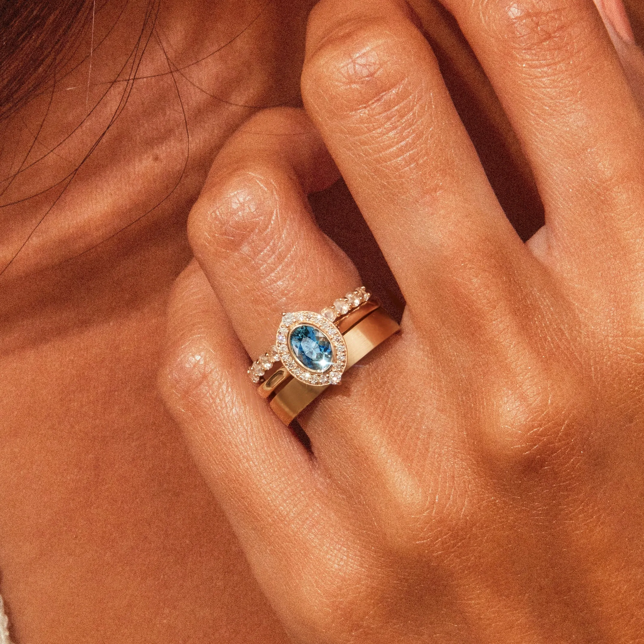 forever captivated one-of-a-kind - 14k yellow gold, blue oval sapphire, white diamonds