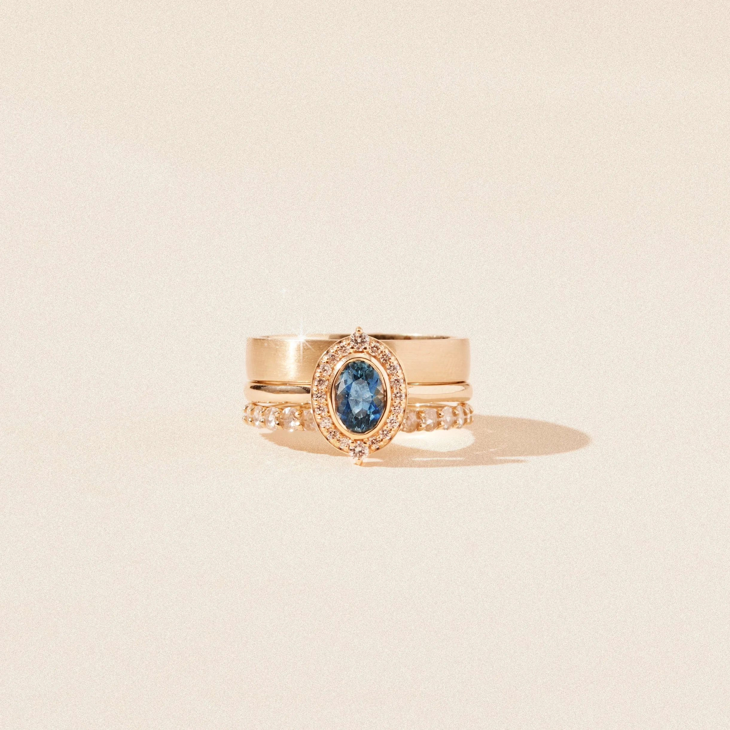 forever captivated one-of-a-kind - 14k yellow gold, blue oval sapphire, white diamonds