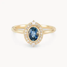 forever captivated one-of-a-kind - 14k yellow gold, blue oval sapphire, white diamonds