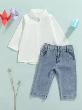 Forever Fashionable White Shirt and Denim Jeans Set