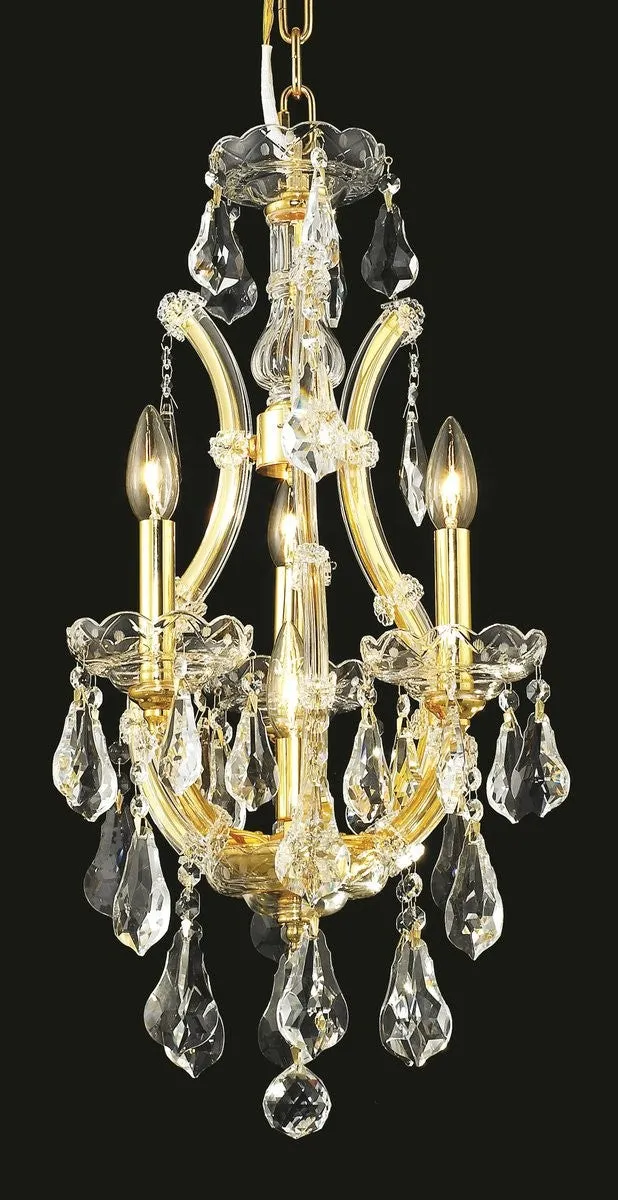 Four Light Chandelier from the Maria Theresa Collection in Gold Finish by Elegant Lighting