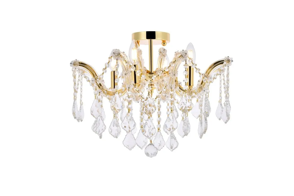 Four Light Flush Mount from the Maria Theresa Collection in Gold Finish by Elegant Lighting