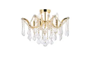 Four Light Flush Mount from the Maria Theresa Collection in Gold Finish by Elegant Lighting