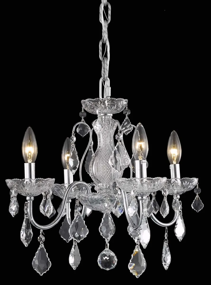 Four Light Pendant from the Calista Collection in Chrome Finish by Elegant Lighting