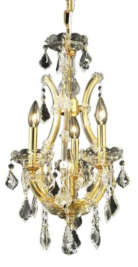 Four Light Pendant from the Maria Theresa Collection in Gold Finish by Elegant Lighting