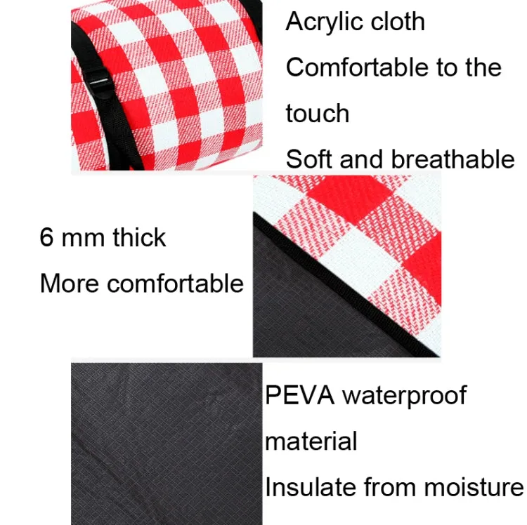 FP1409 6mm Thickened Moisture-Proof Beach Mat Outdoor Camping Tent Mat With Storage Bag 200x200cm(Black White Grid)