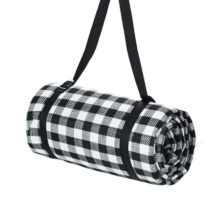 FP1409 6mm Thickened Moisture-Proof Beach Mat Outdoor Camping Tent Mat With Storage Bag 200x200cm(Black White Grid)