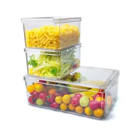 Fridge Organizer with Lid Set of 3 Bins