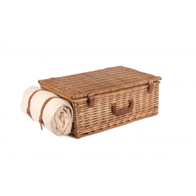 Fully Fitted Picnic Basket Hamper Four Person Cream 017 by Willow