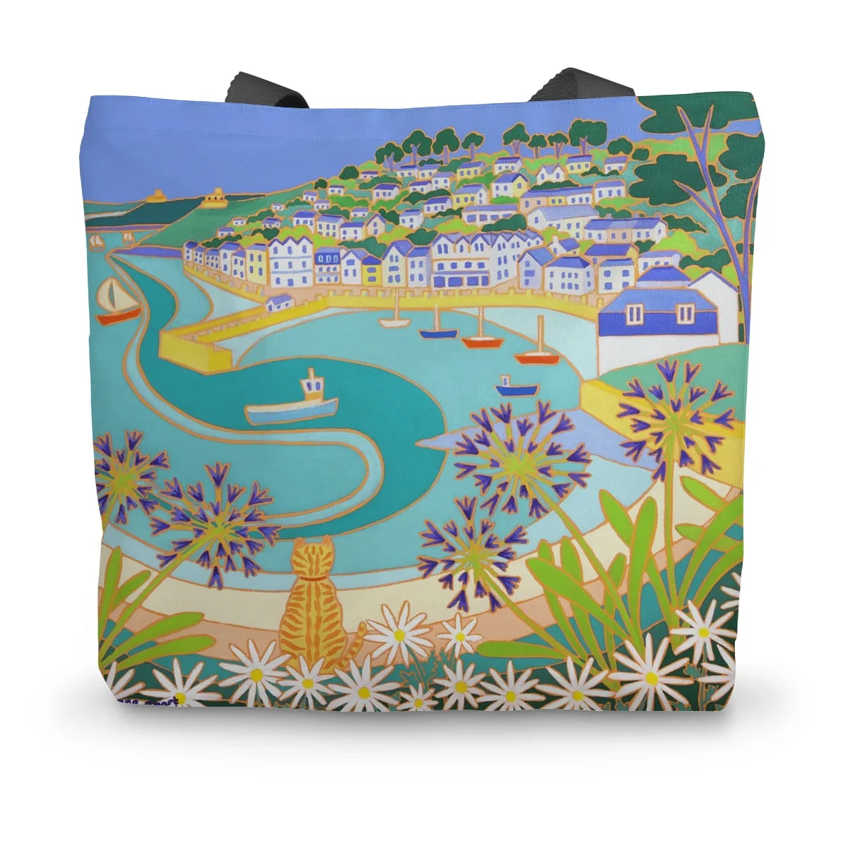 Ginger Cat on the Wall, St Mawes. Joanne Short Canvas Tote Bag