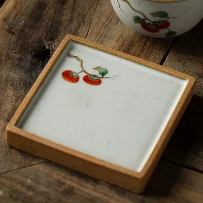 Gohobi Hand-painted Ceramic Floral Coaster