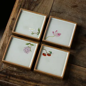 Gohobi Hand-painted Ceramic Floral Coaster