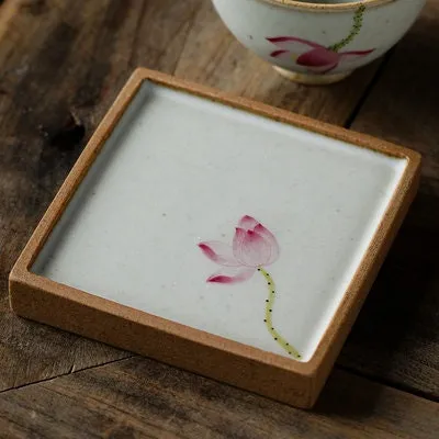 Gohobi Hand-painted Ceramic Floral Coaster