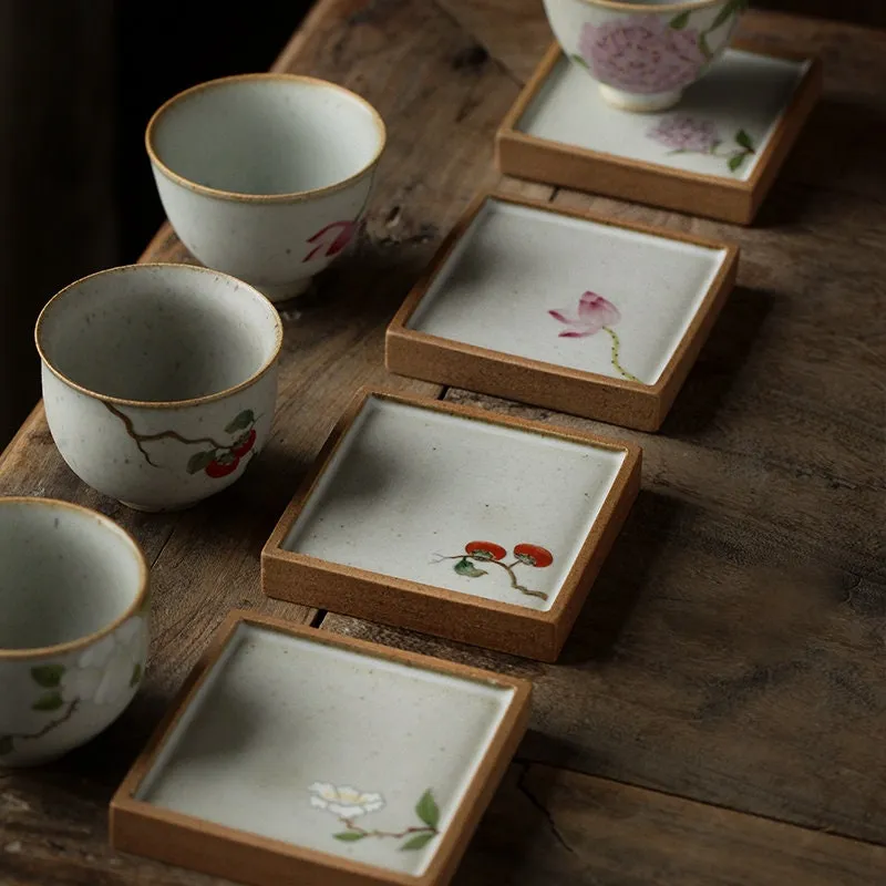 Gohobi Hand-painted Ceramic Floral Coaster