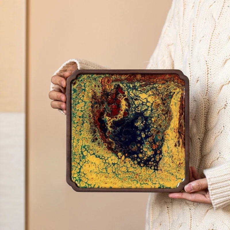 Gohobi Square Bamboo Resin Serving Tray