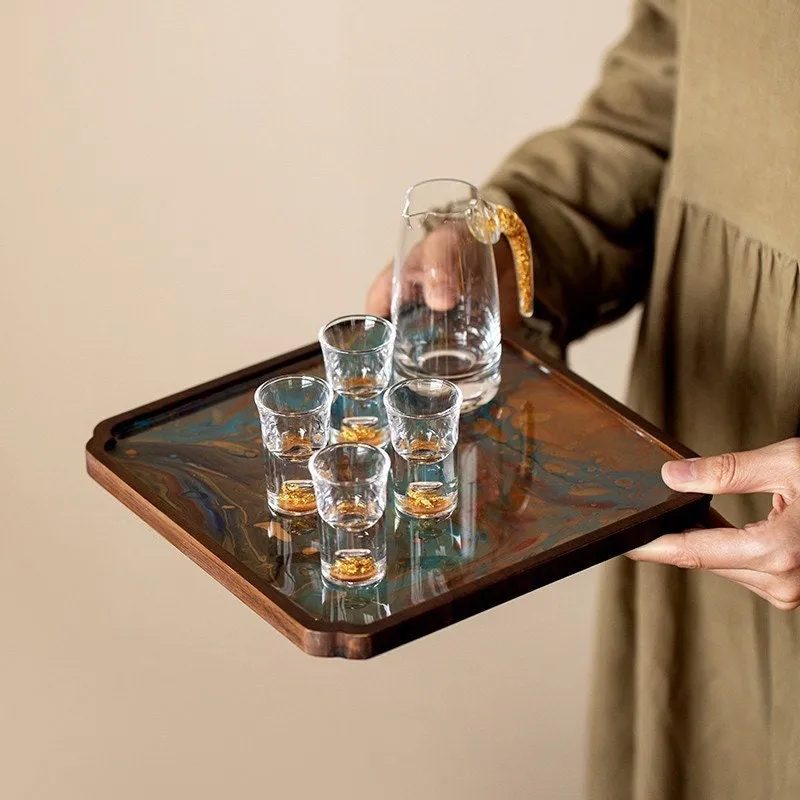 Gohobi Square Bamboo Resin Serving Tray