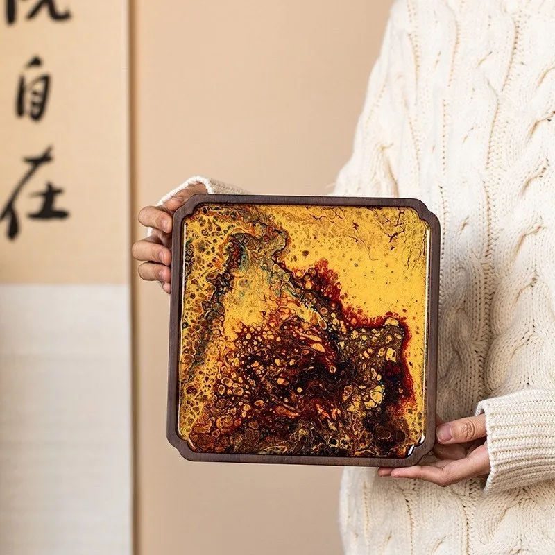 Gohobi Square Bamboo Resin Serving Tray