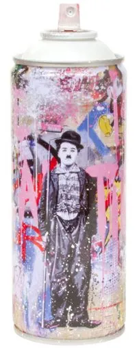 Gold Rush White Spray Paint Can Sculpture by Mr Brainwash- Thierry Guetta