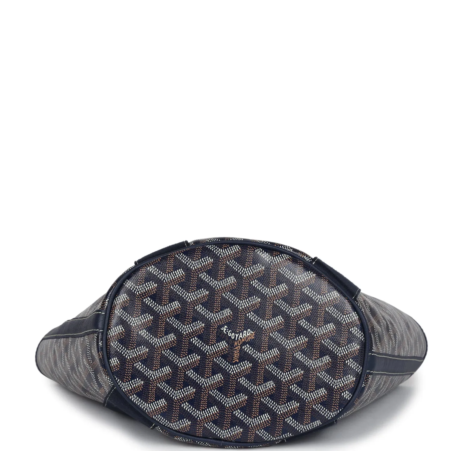 Goyard Goyardine Belharra PM Navy Blue Tote Palladium Hardware