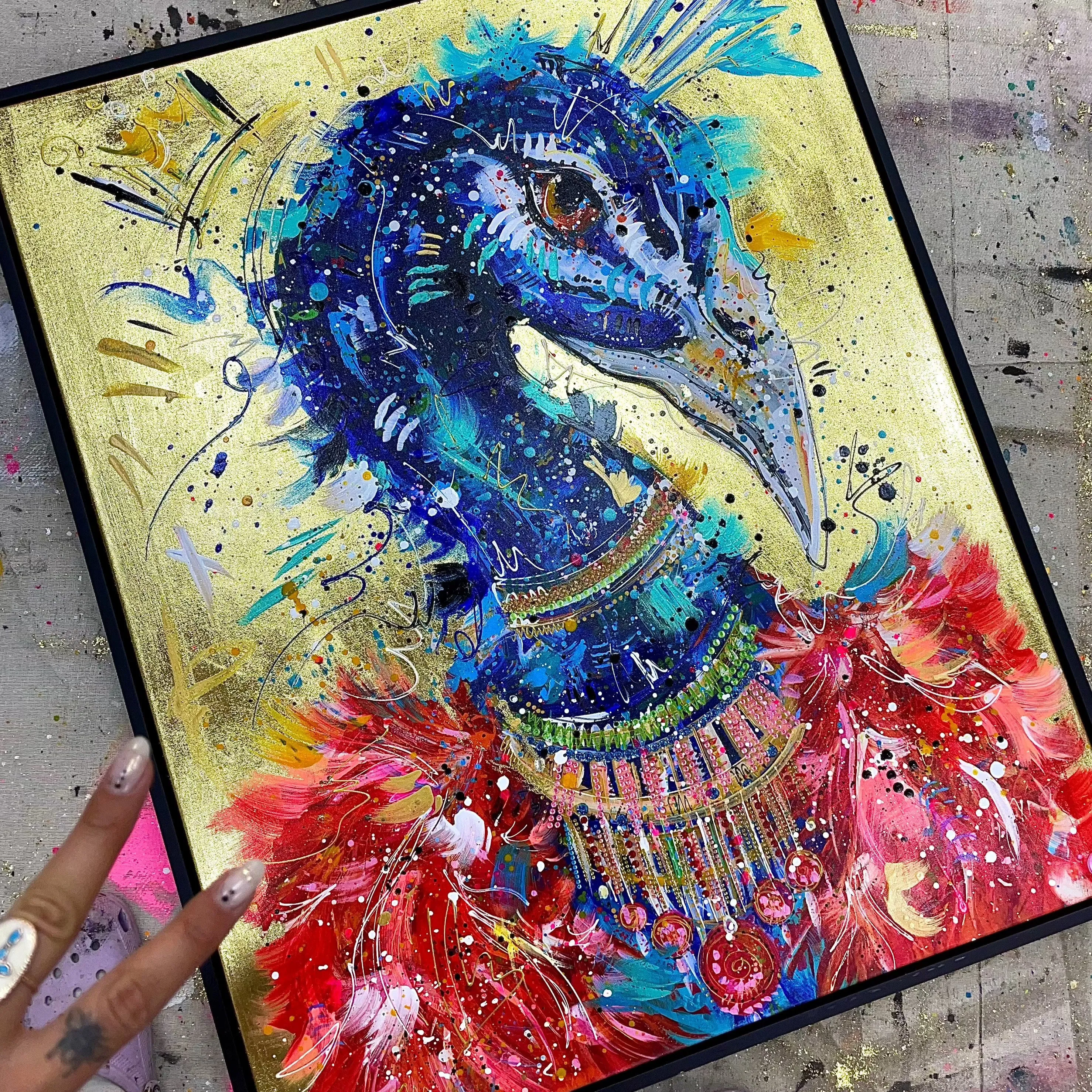 Hand Embellished Metallic Prometheus the Peacock