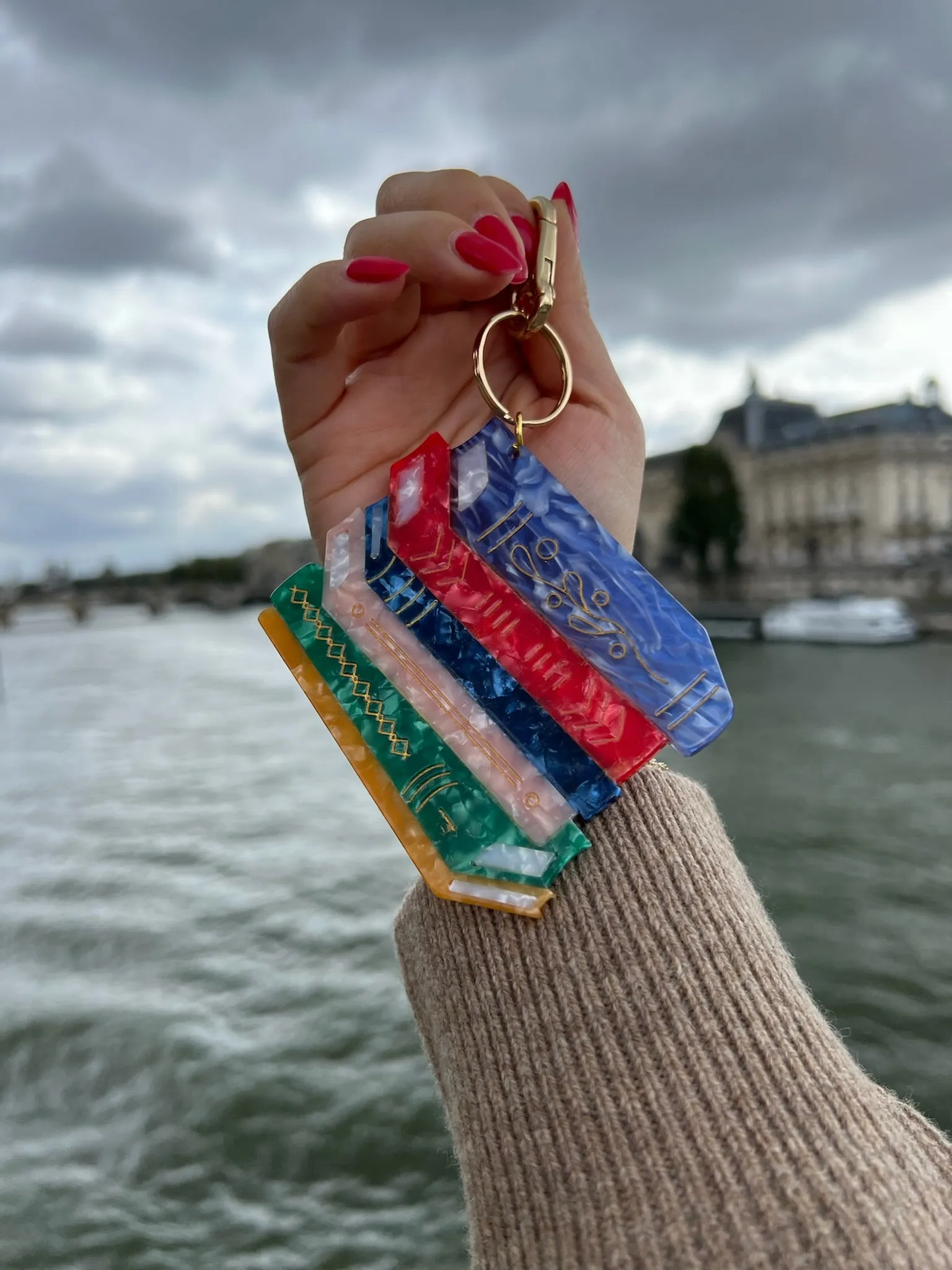 Hand-painted Book Stack Bag Charm   Keychain | Eco-Friendly