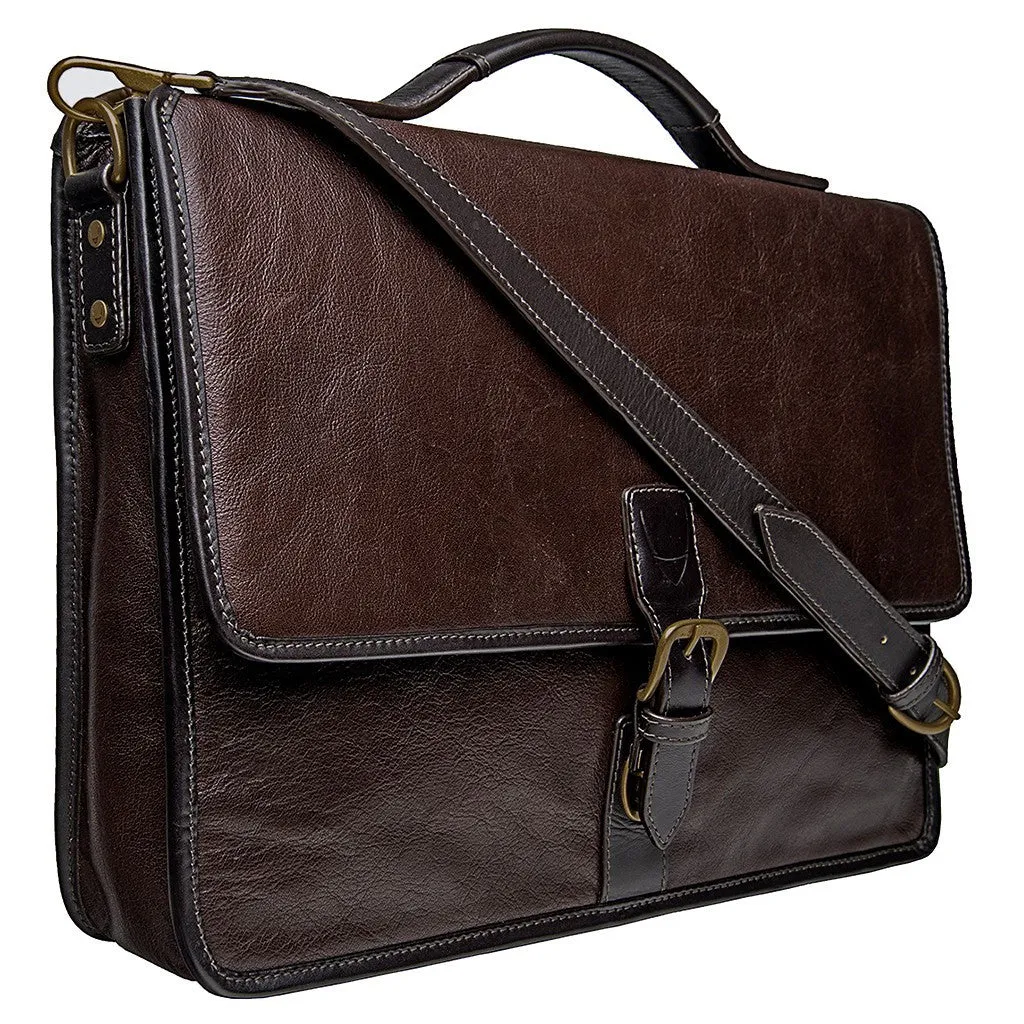 Harrison Buffalo Leather Laptop Briefcase