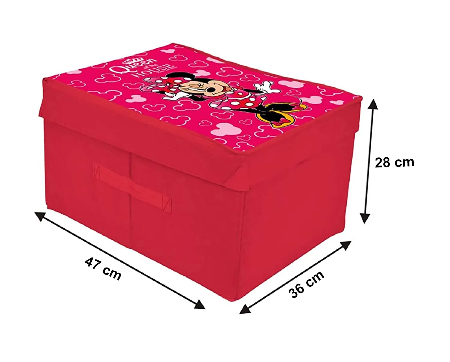 Heart Home Disney Minnie Printed Flodable Storage Box/Organizer For Toys, Cloths And Books With Lid & Handle (Pink)-HS43HEARTH26579