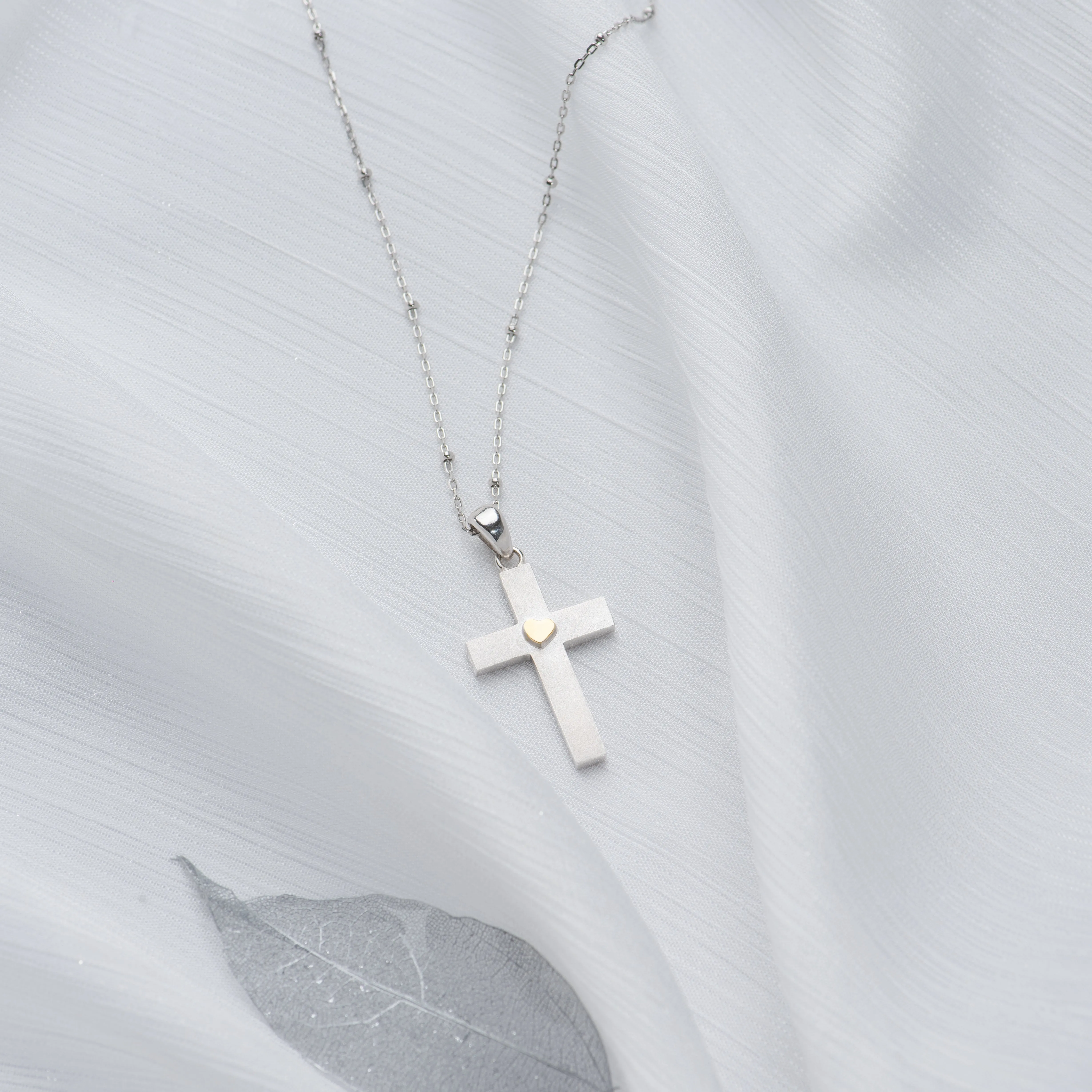 Heart in Cross sterling silver Necklace - Artisan Handcrafted - Limited Edition