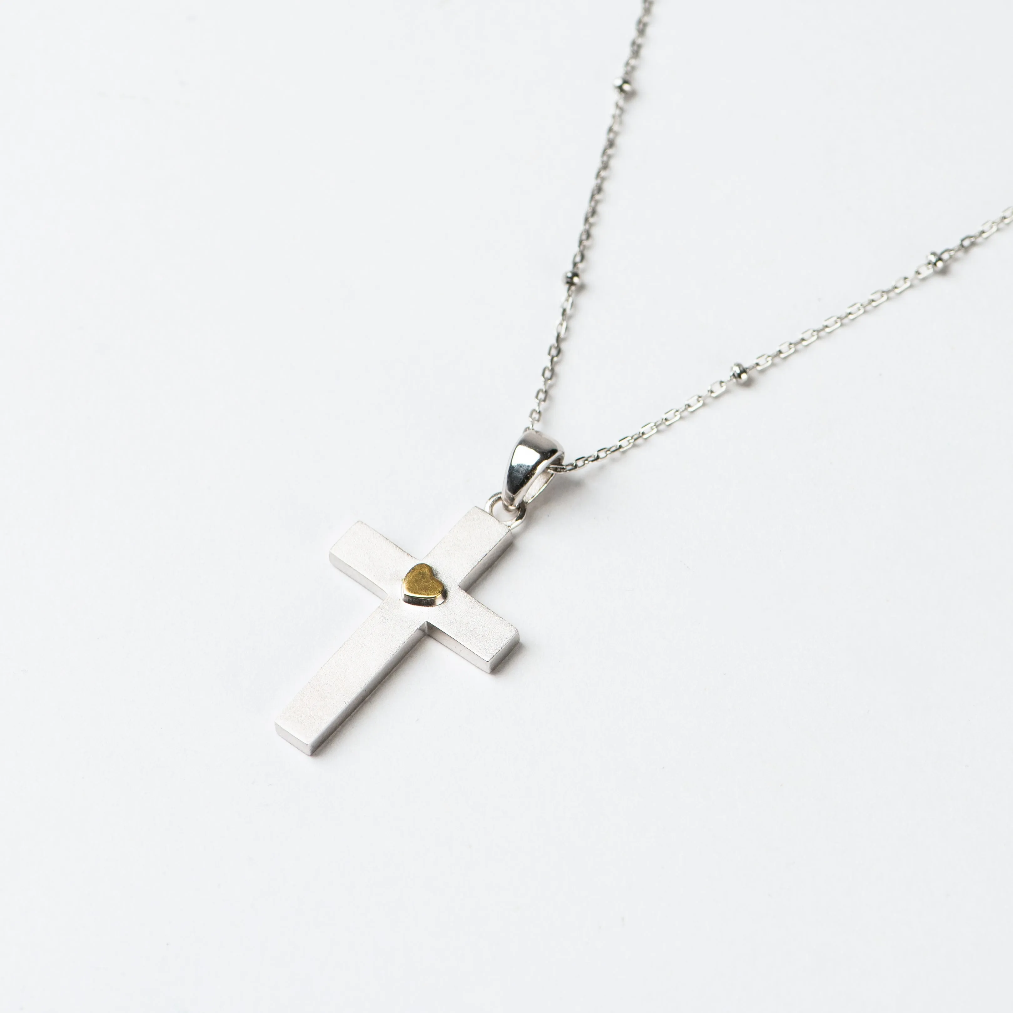 Heart in Cross sterling silver Necklace - Artisan Handcrafted - Limited Edition