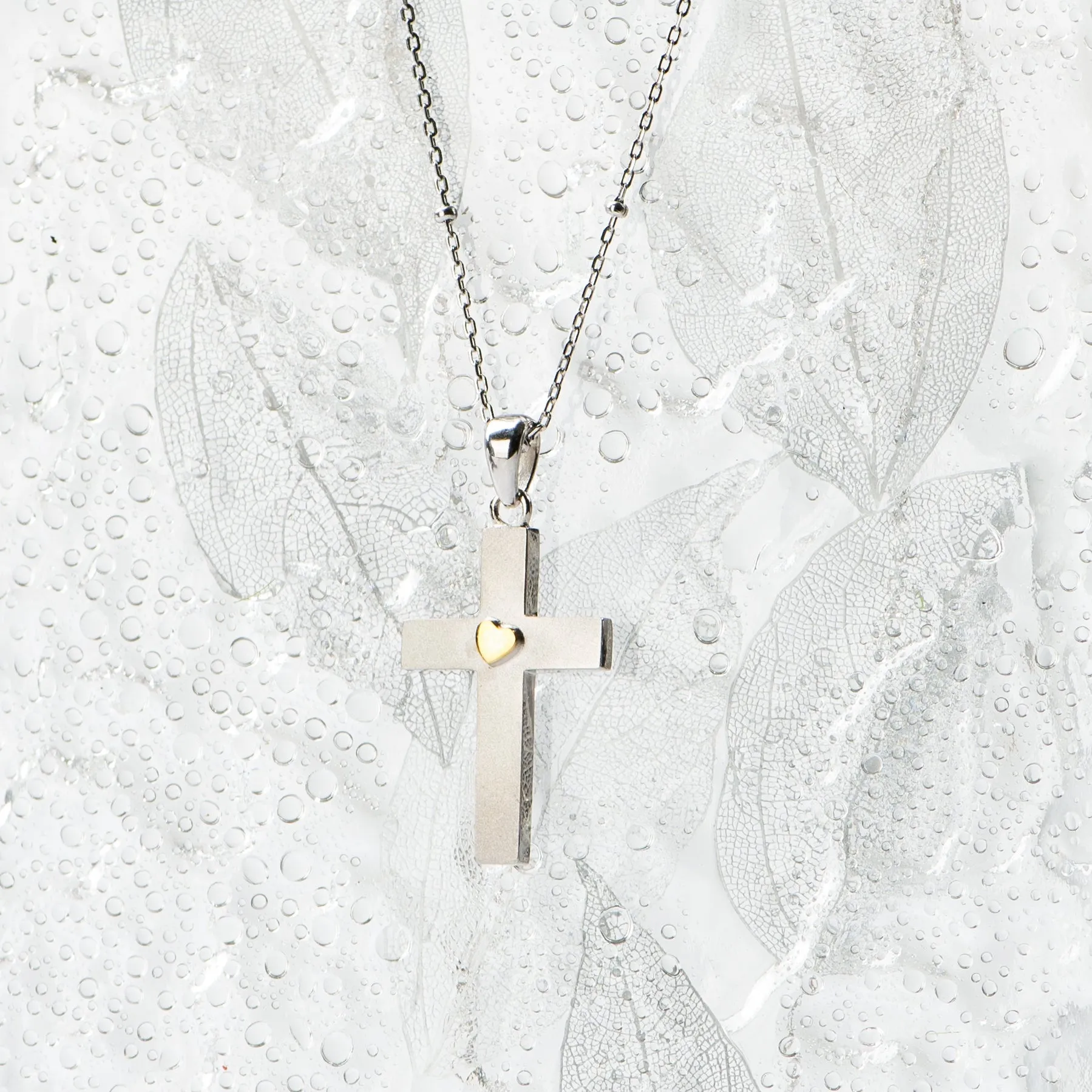 Heart in Cross sterling silver Necklace - Artisan Handcrafted - Limited Edition