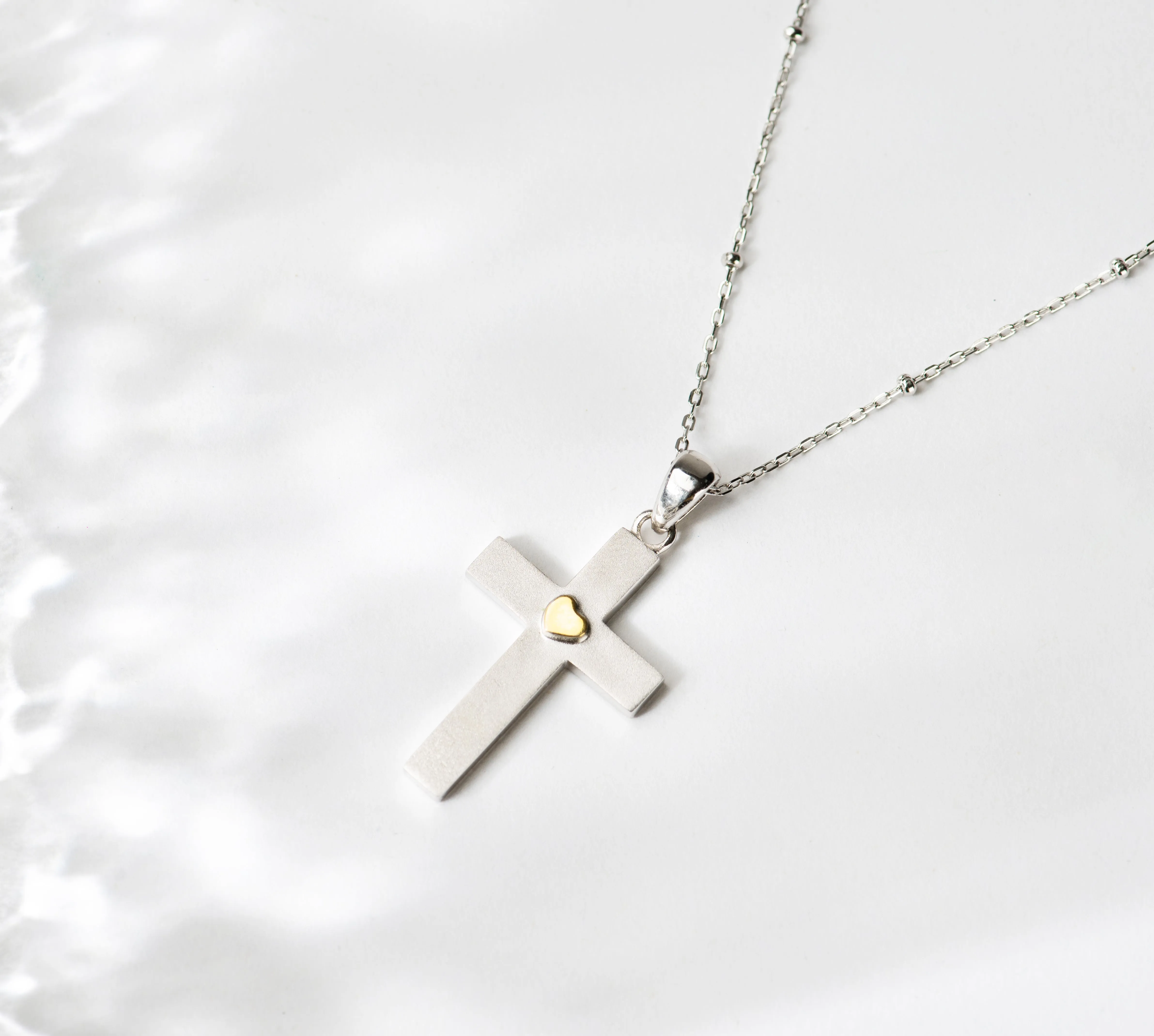 Heart in Cross sterling silver Necklace - Artisan Handcrafted - Limited Edition