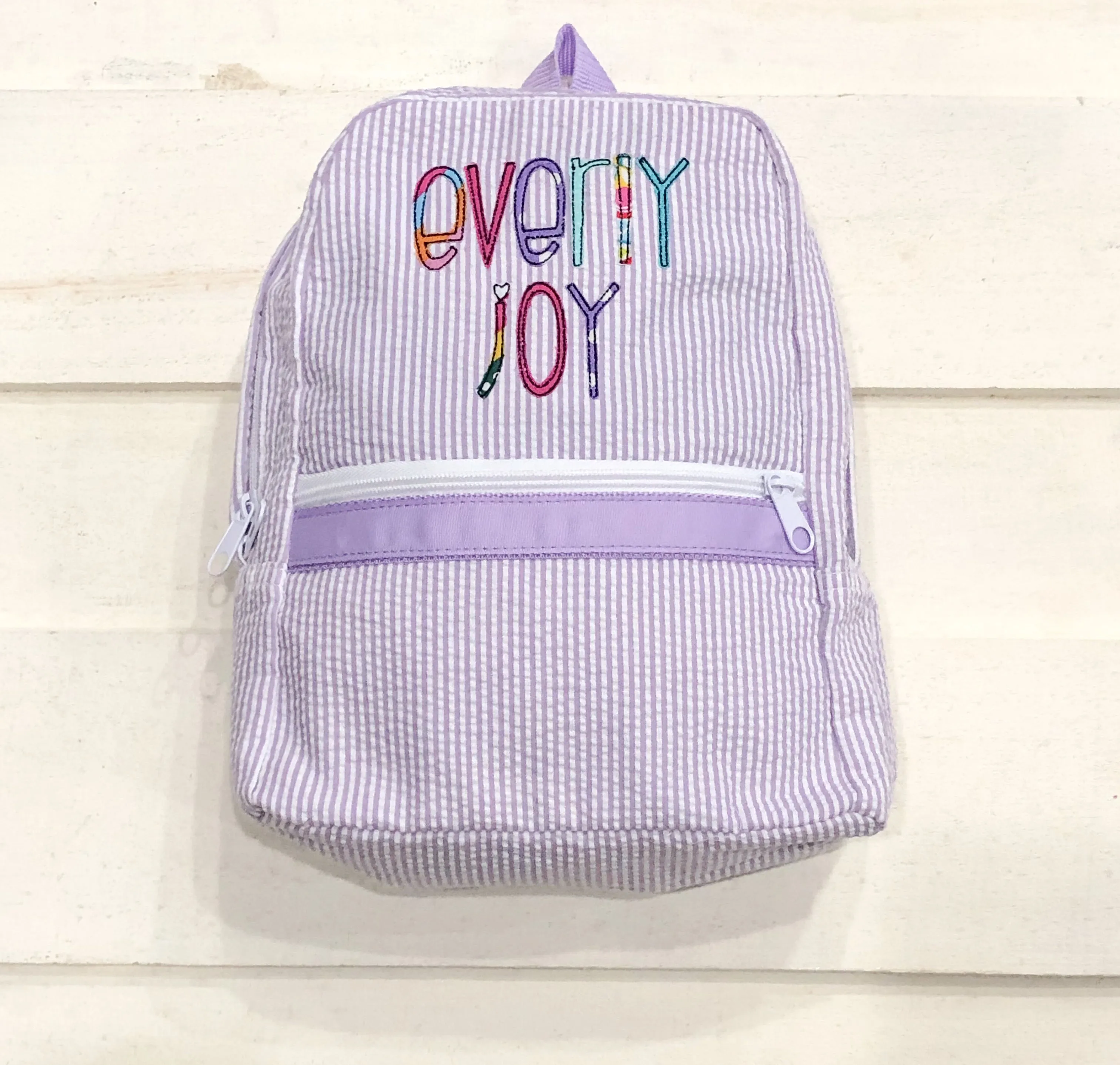 Heart Lilac Seersucker Backpack