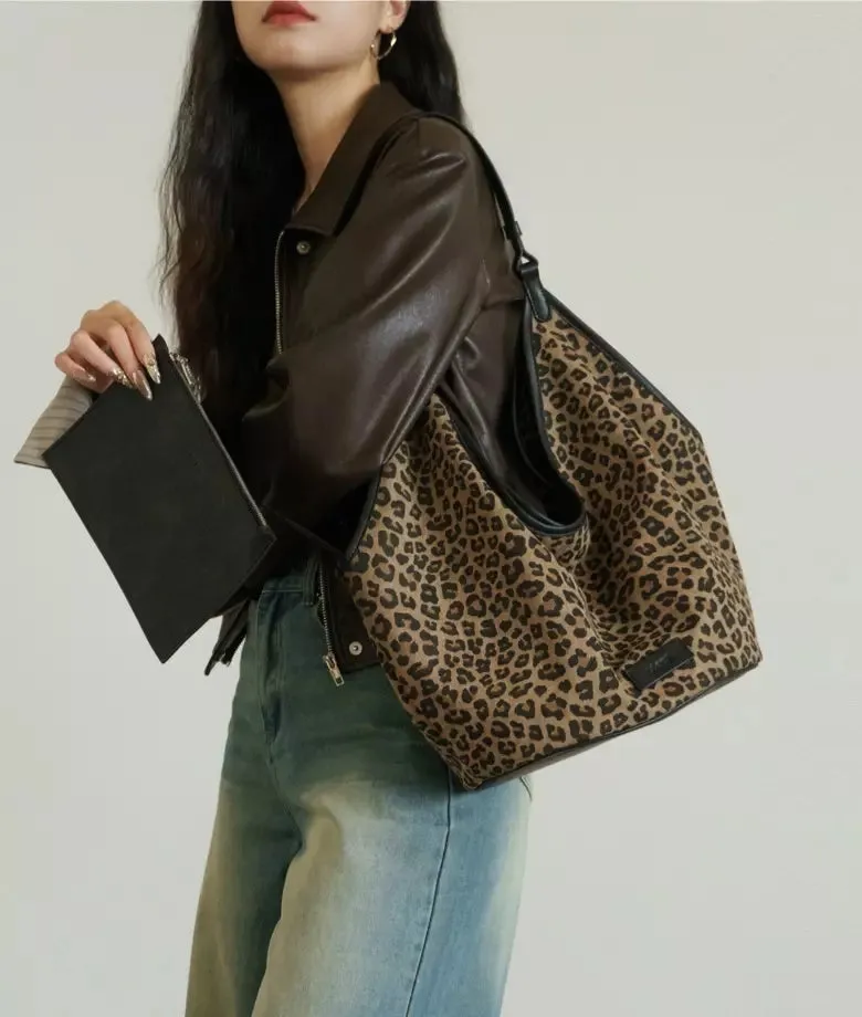 KAIA leopard print tote bag