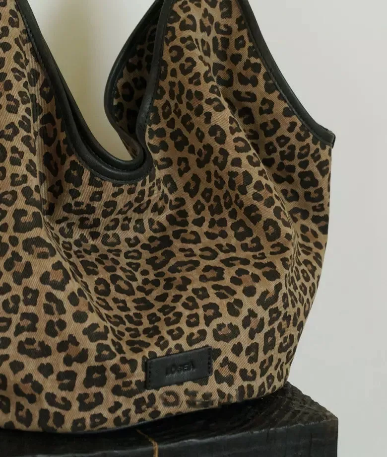 KAIA leopard print tote bag