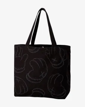 KAWS X UNIQLO ALL OVER HAND PRINT BLACK TOTE BAG -