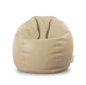 Kids Bean Bag Beige Small Size Indoor Outdoor Furniture Sofa Zipper Closure Couch PU Leather Polystyrene Beads Filling Chair Comfy Washable Durable Room Organizer for kids 50x80x80cm