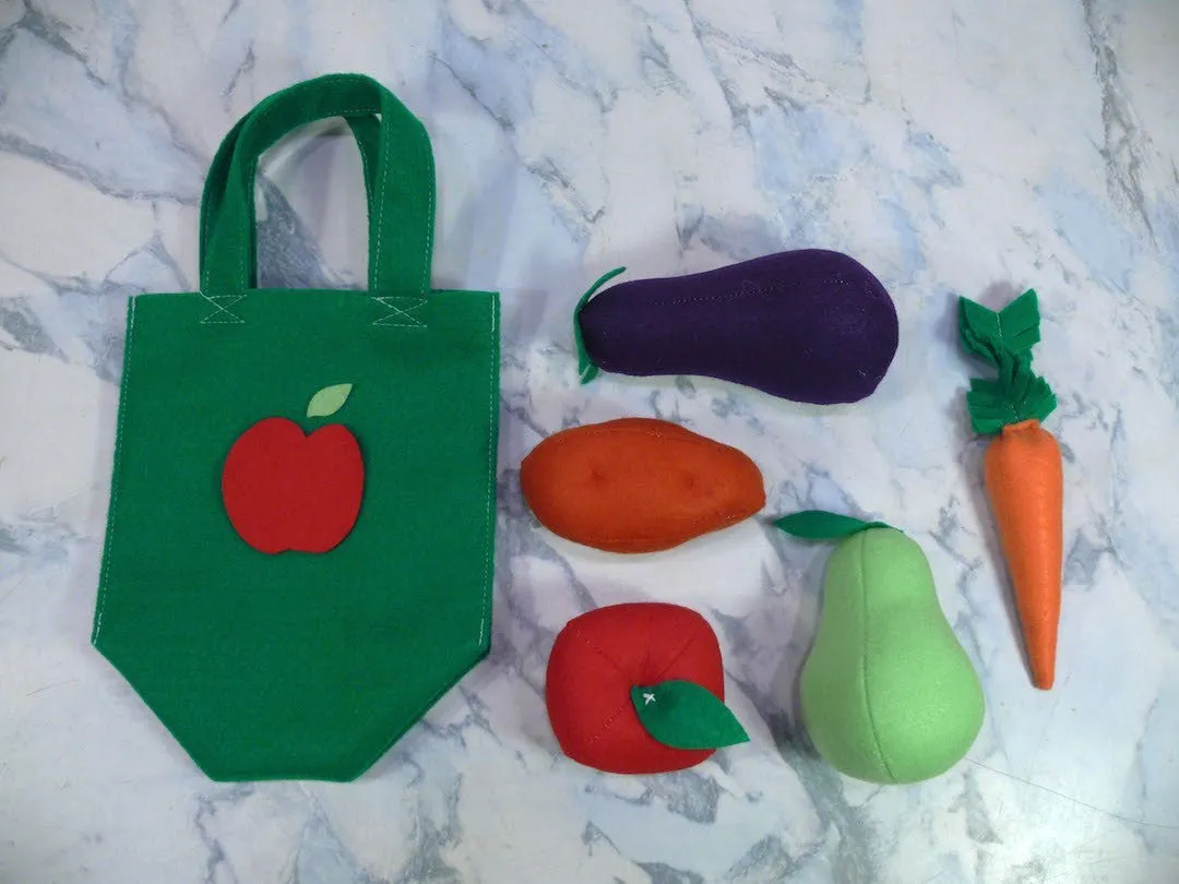 Kids Fruit and Vegetable Activity Set - Felt Vegetable Shopping Set