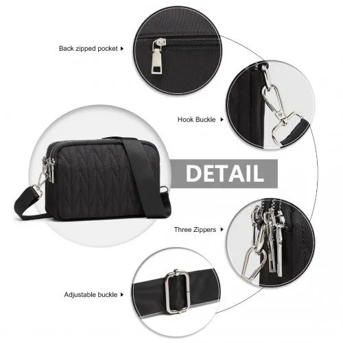 Kono Multi Pocket Waterproof Small Crossbody Bag - Sleek Black, Perfect for Travel & Daily Use