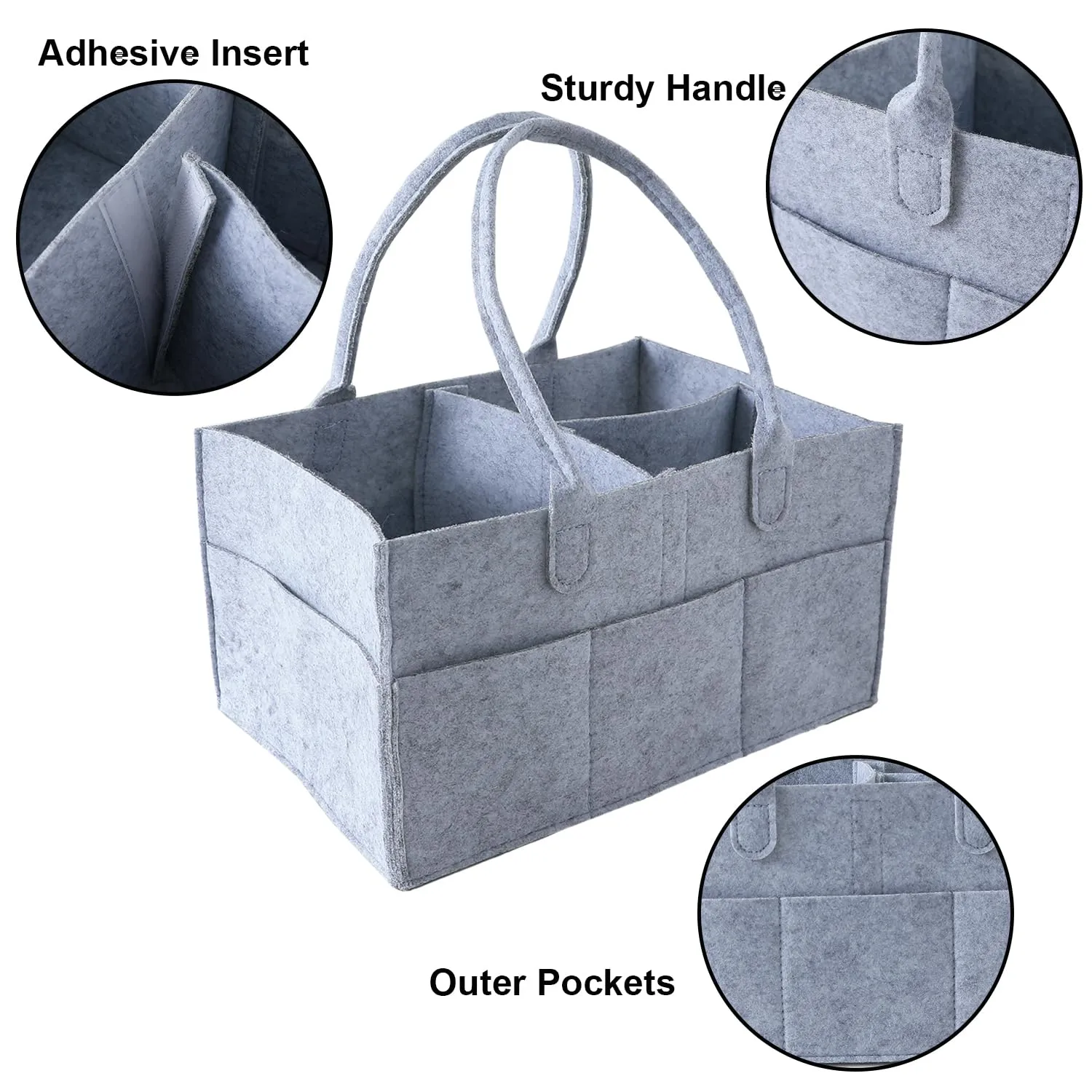 Kuber Industries Diaper Caddy Bag For Travel|Baby Bag For smart mothers|Nursery Storage Foldable Organizer (Grey) (Pack Of 6)